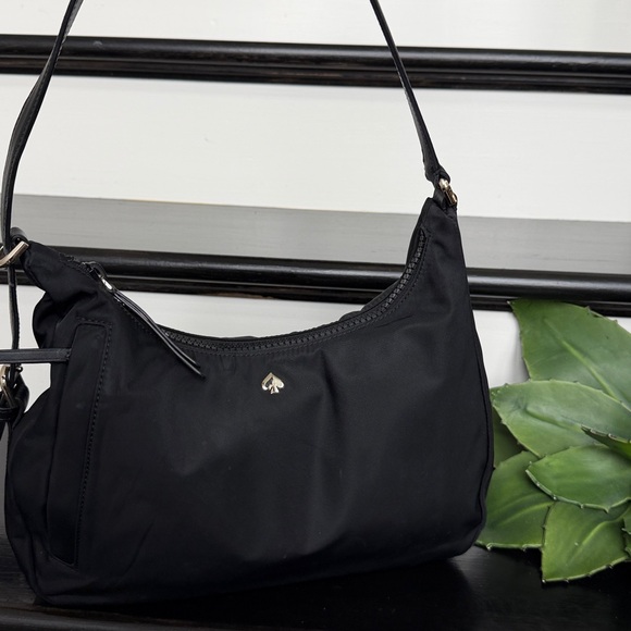 kate spade Handbags - Kate spade genuine leather nylon shoulder purse neutral clean